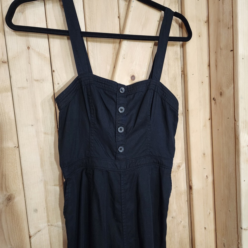 Abercrombie & Fitch Womens Black Button Front Smocked Back Jumpsuit XSP